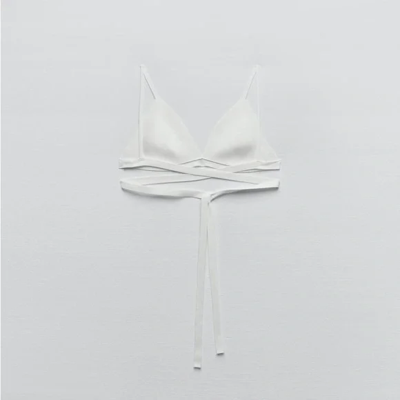 Zara White Knotted Waist Knit Bralette - Picture 16 of 17